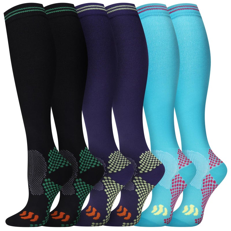 Odtmger Compression Socks (2/3 Pair) for Men and Women 20-30 mmHg Compression Stockings Circulation for Cycling Running Support Socks